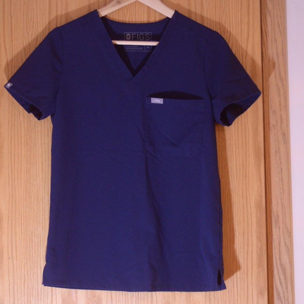 Figs Catarina One Pocket Scrub Top XS - Navy
